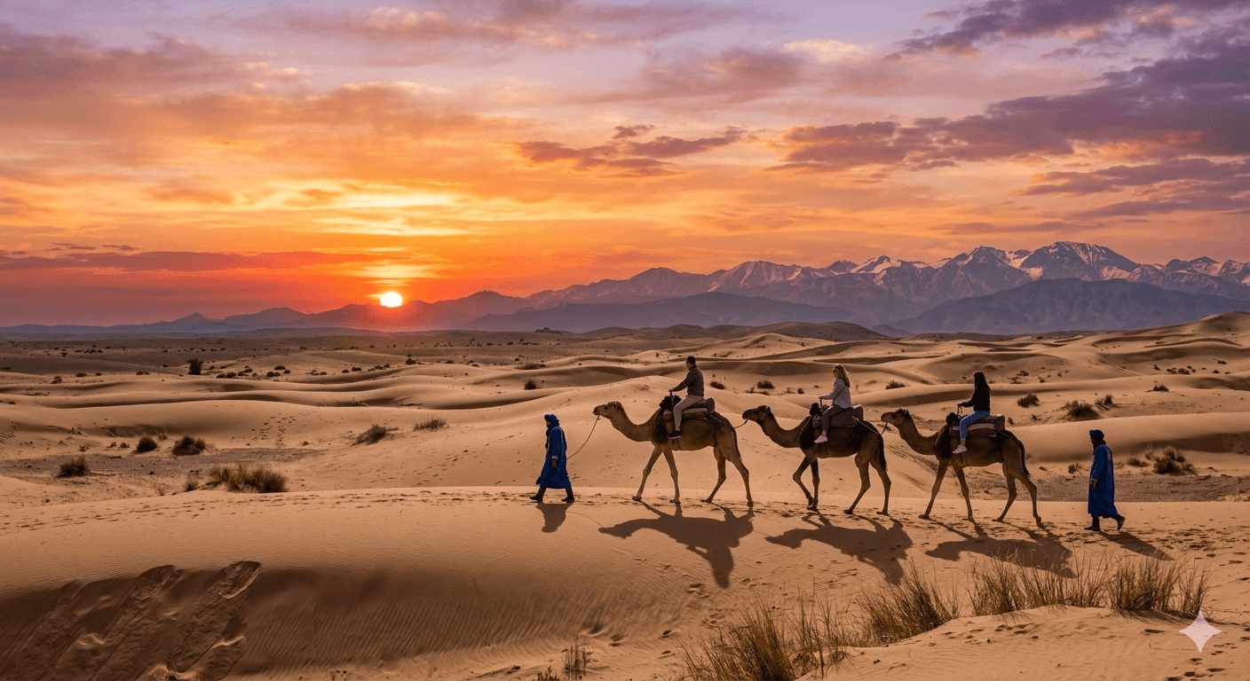 Camel Ride at sunset in Agafay